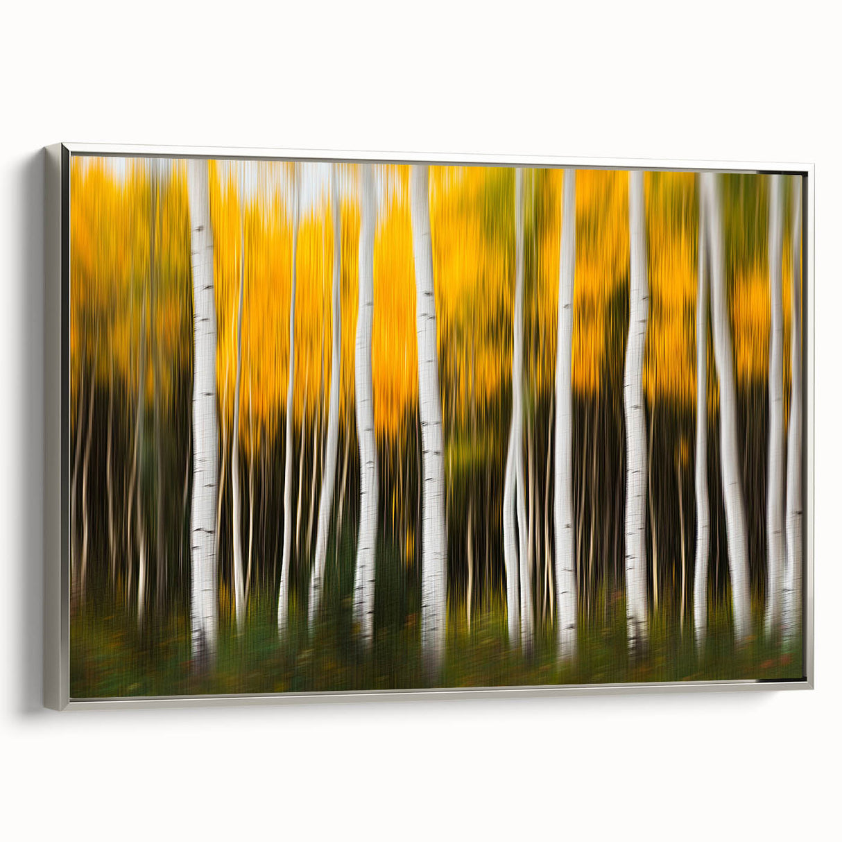 Forest Blaze – Abstract Autumn Trunks in Dynamic Vertical Motion