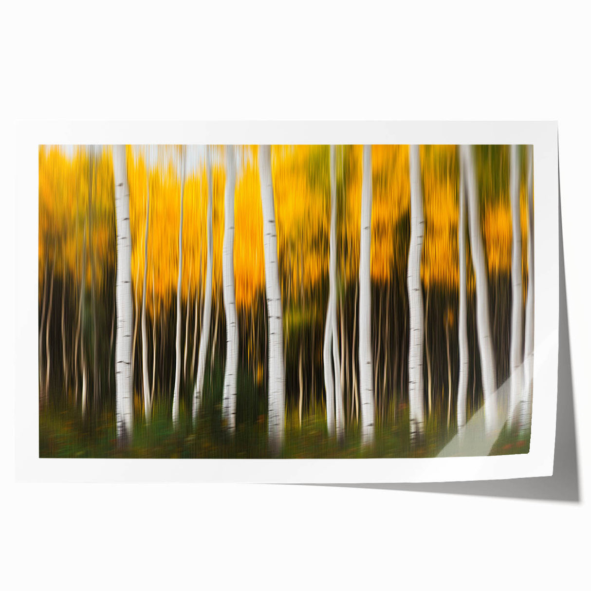 Forest Blaze – Abstract Autumn Trunks in Dynamic Vertical Motion