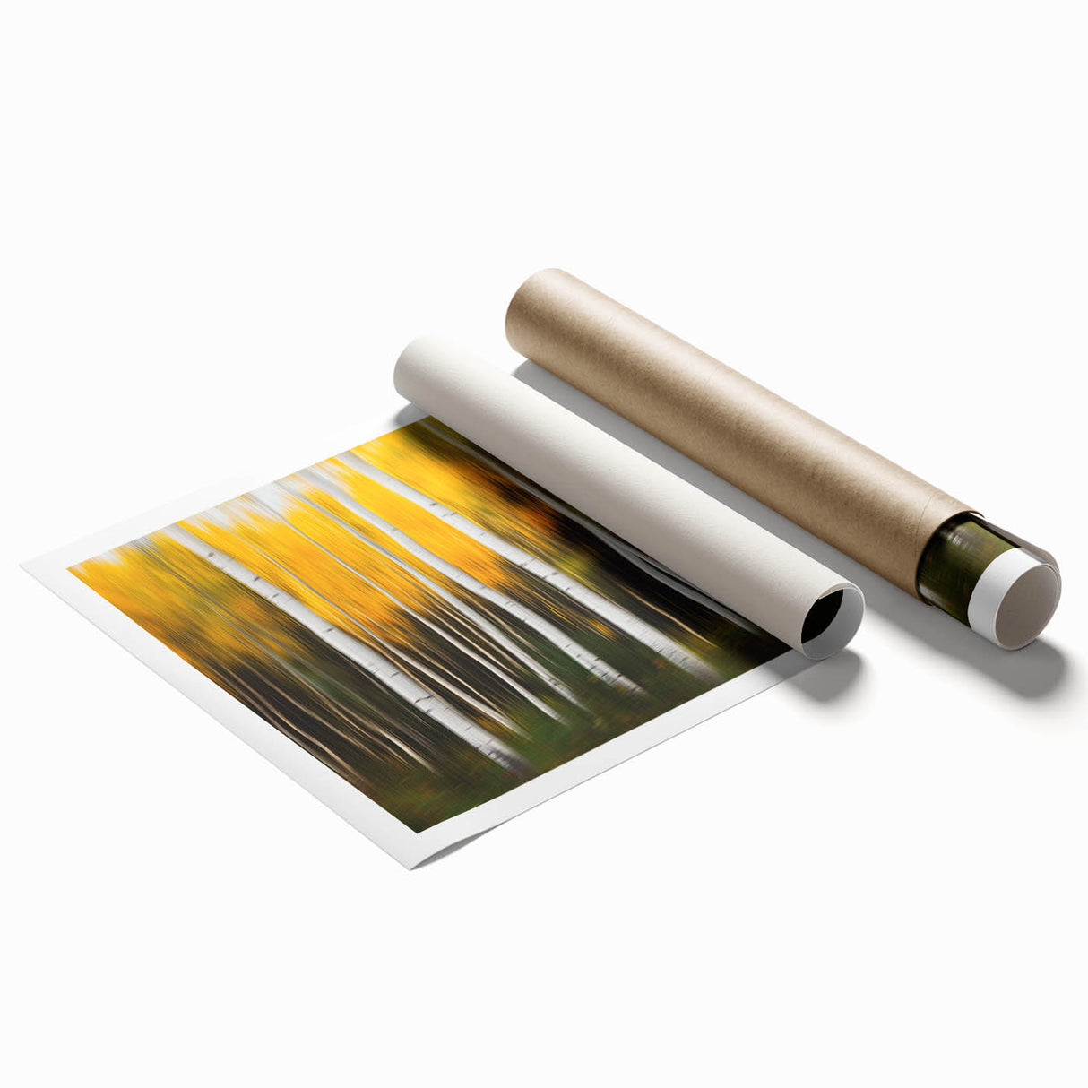 Forest Blaze – Abstract Autumn Trunks in Dynamic Vertical Motion