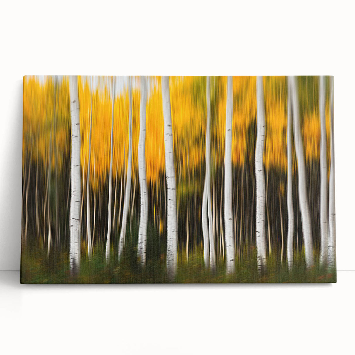 Forest Blaze – Abstract Autumn Trunks in Dynamic Vertical Motion
