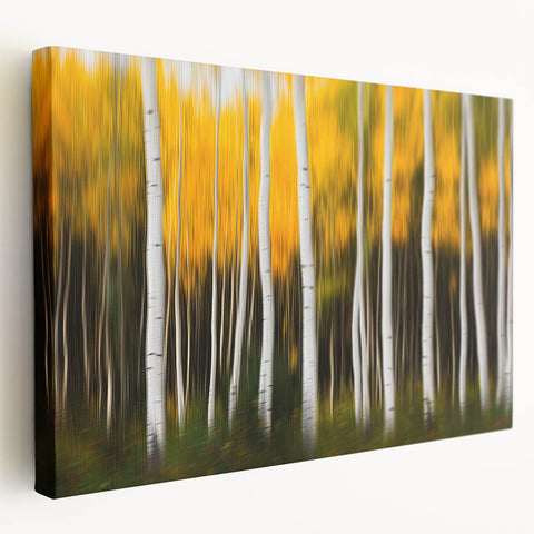 Forest Blaze – Abstract Autumn Trunks in Dynamic Vertical Motion
