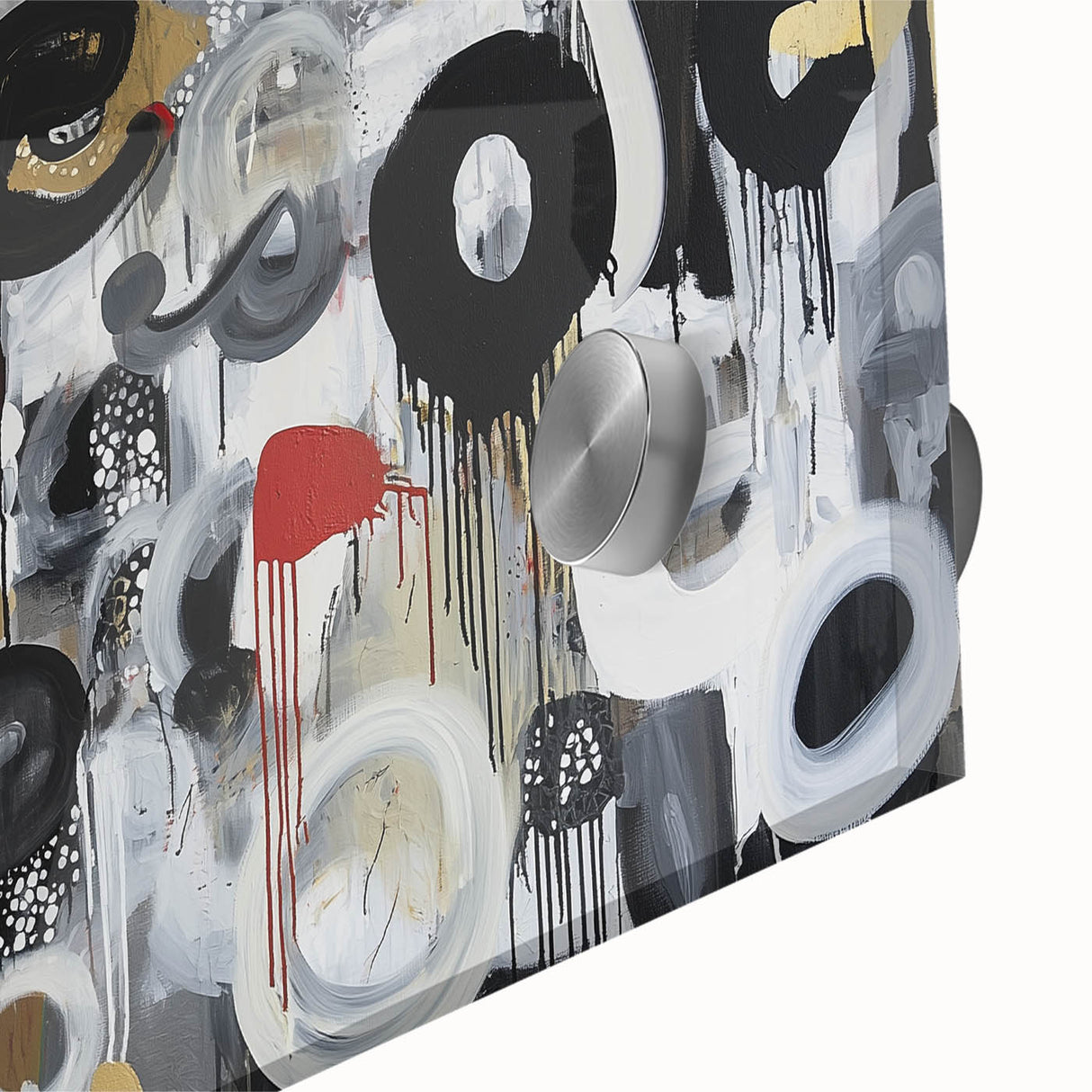 Large Abstract Bedroom Wall Art – Black, Beige & Gold Canvas