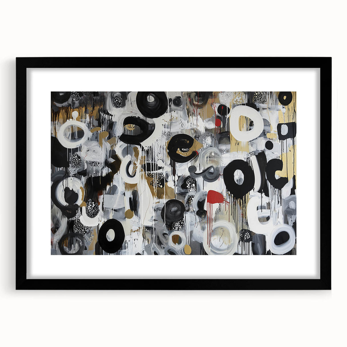 Large Abstract Bedroom Wall Art – Black, Beige & Gold Canvas