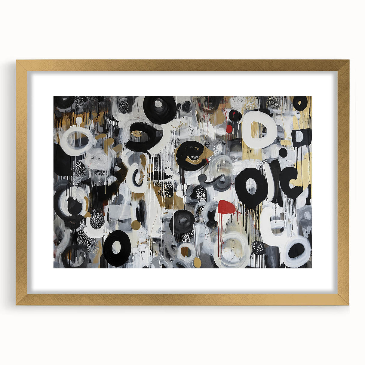 Large Abstract Bedroom Wall Art – Black, Beige & Gold Canvas