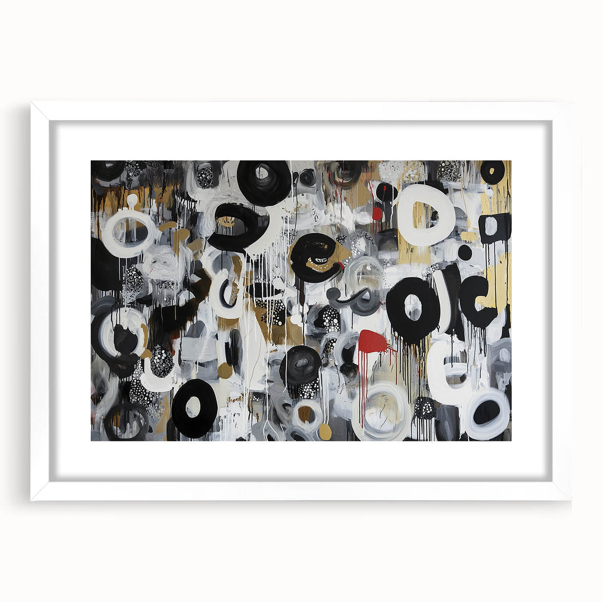 Large Abstract Bedroom Wall Art – Black, Beige & Gold Canvas