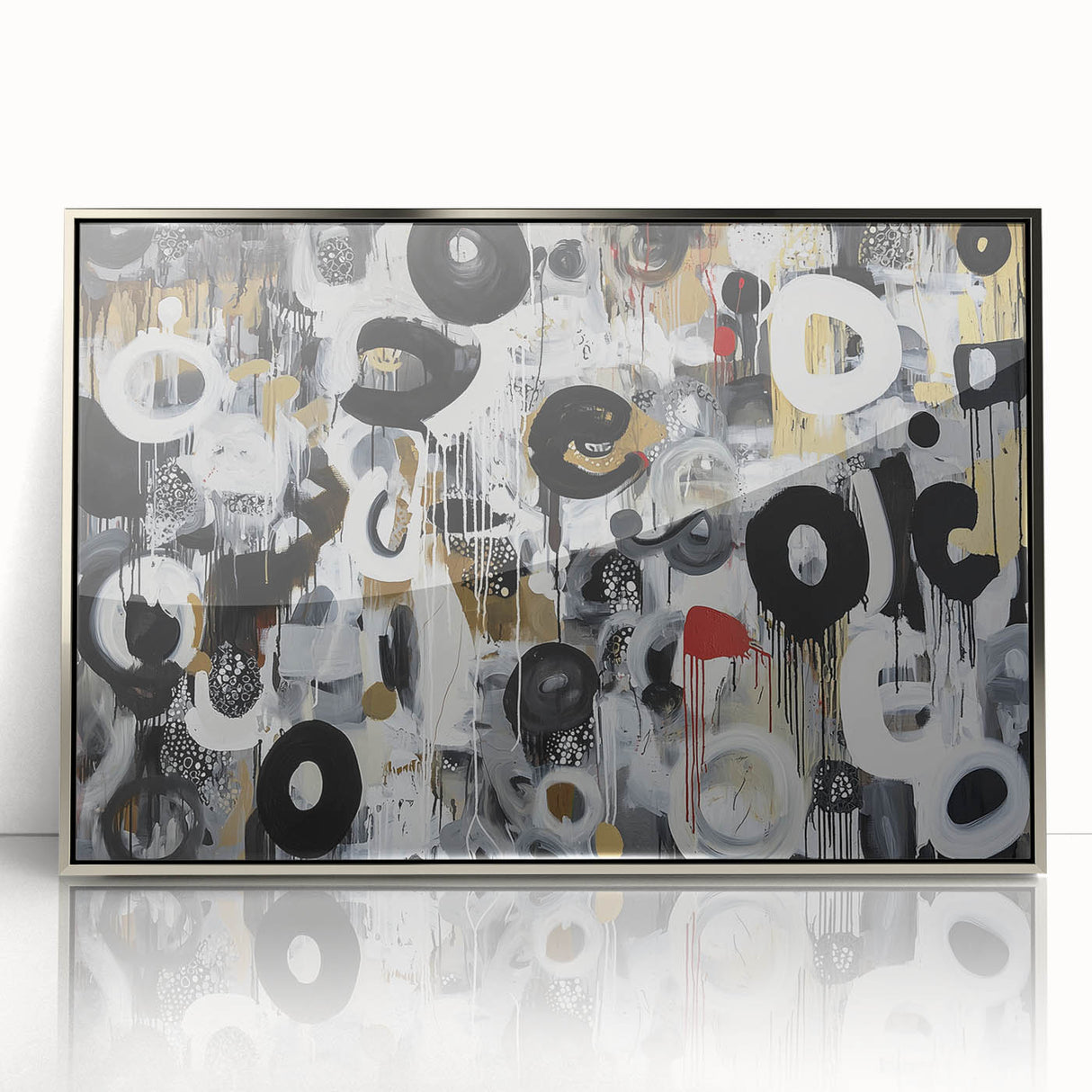 Large Abstract Bedroom Wall Art – Black, Beige & Gold Canvas
