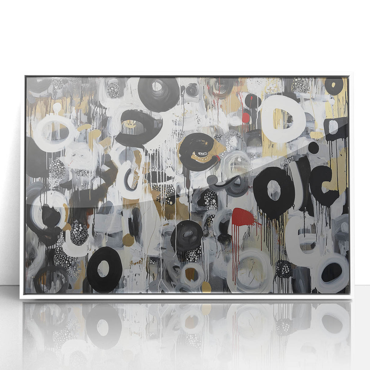 Large Abstract Bedroom Wall Art – Black, Beige & Gold Canvas