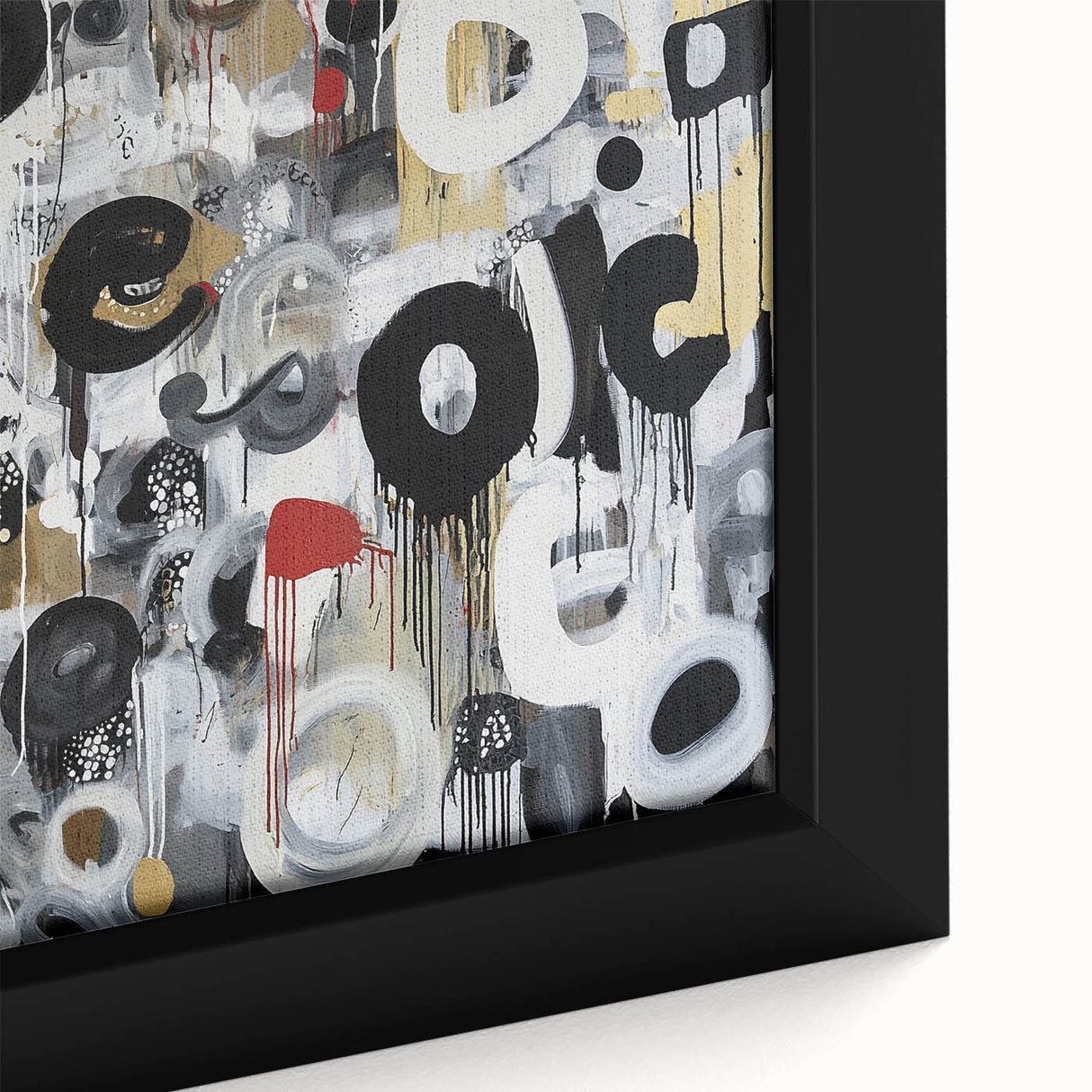 Large Abstract Bedroom Wall Art – Black, Beige & Gold Canvas