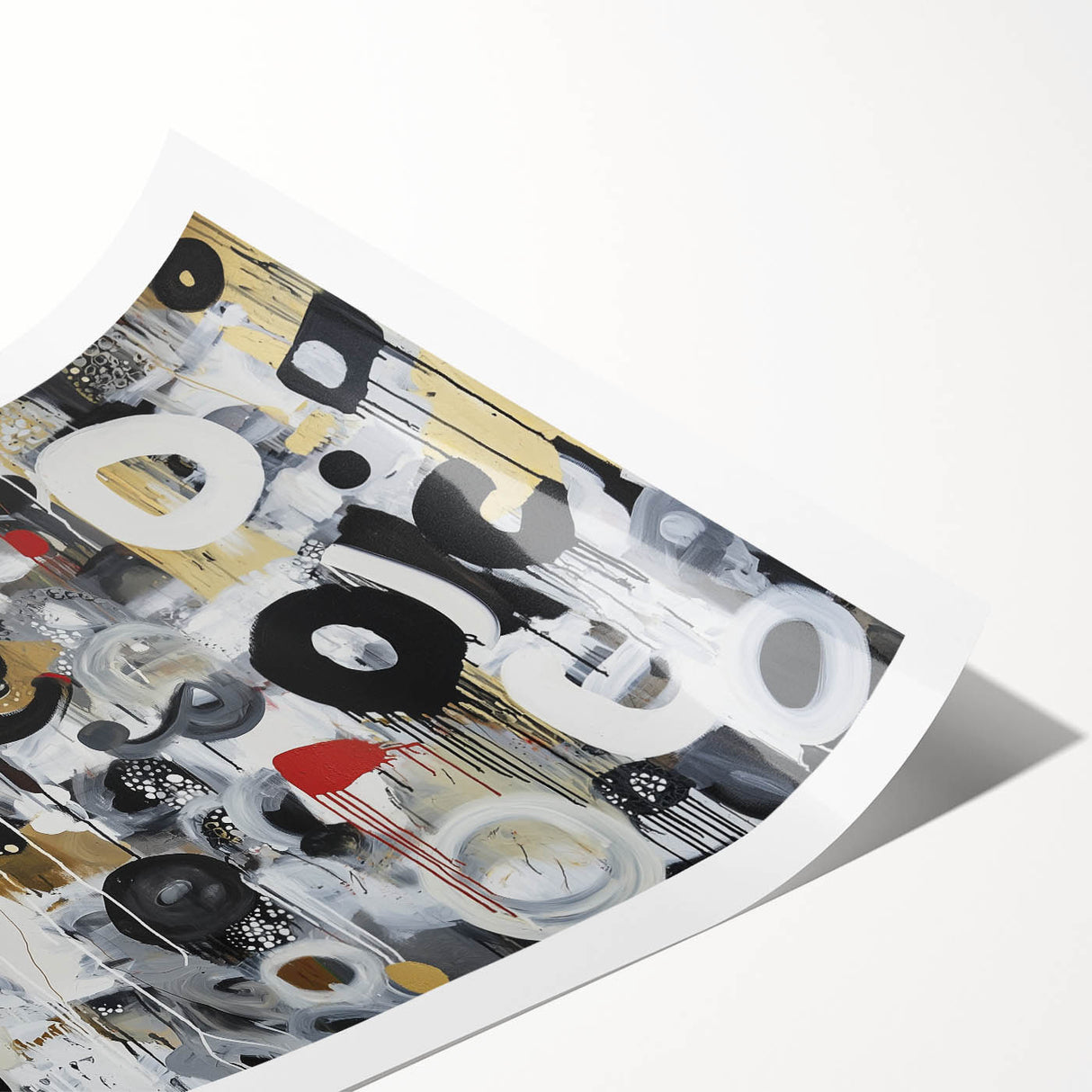 Large Abstract Bedroom Wall Art – Black, Beige & Gold Canvas