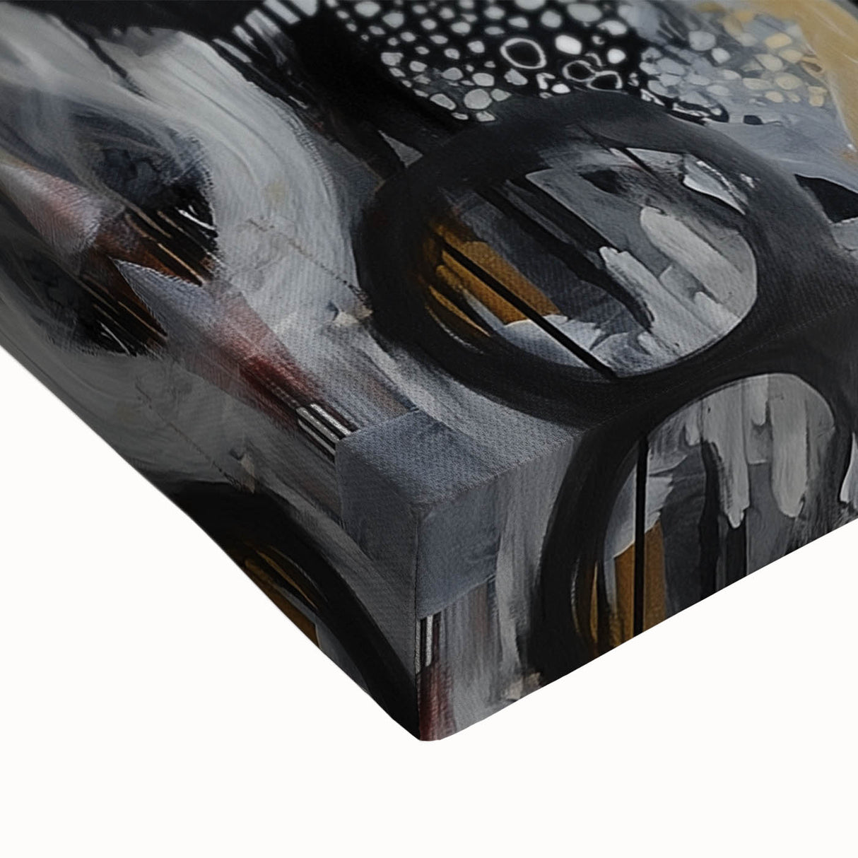 Large Abstract Bedroom Wall Art – Black, Beige & Gold Canvas