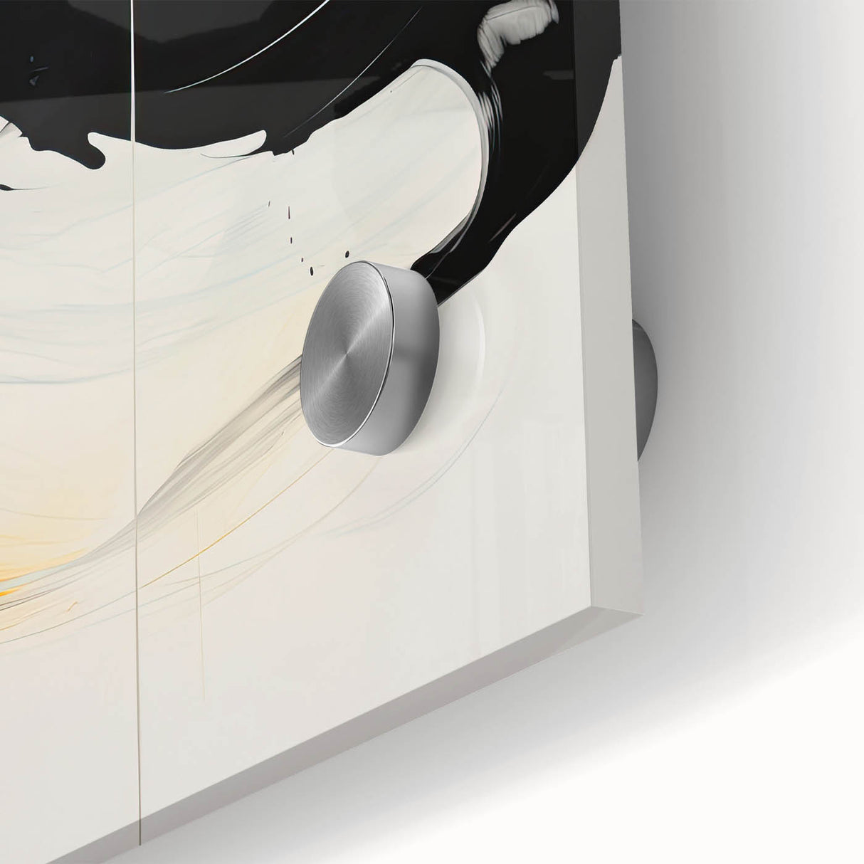 Contemporary Dining Art Pieces – Fluid Black & Gold Canvas