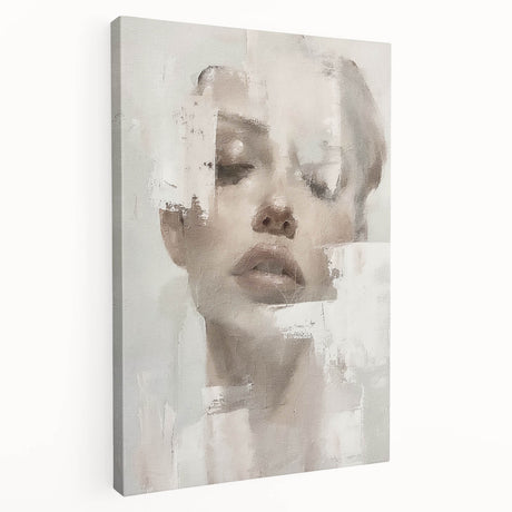 Abstract figurative wall art canvas showcasing vibrant colors and dynamic shapes, displayed in a side view, perfect for modern home decor.