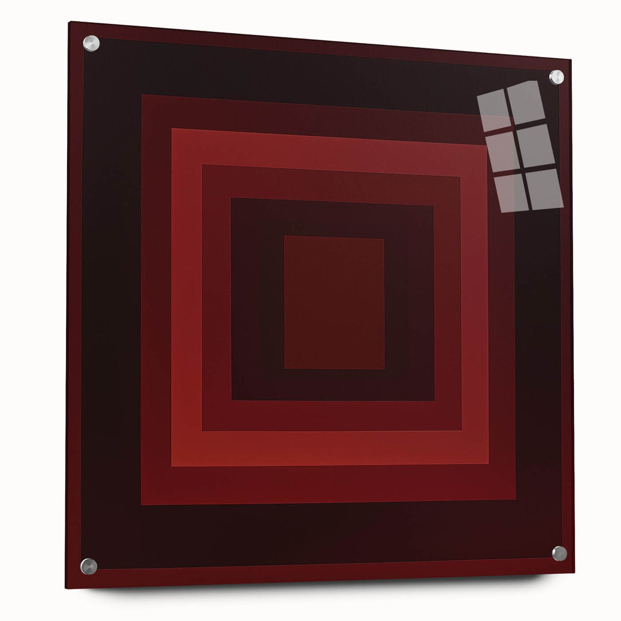 Abstract geometric acrylic glass design showcasing vibrant colors in a side view, featuring pin accents that enhance its modern aesthetic and artistic appeal.