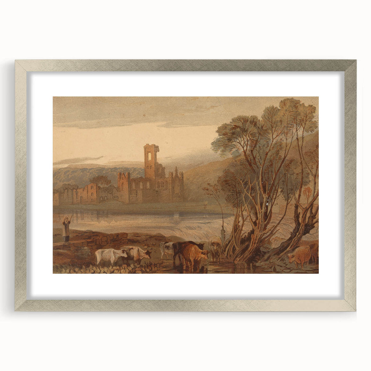Romantic Art Prints: Kirkstall Abbey on the River Aire - Historical Wall Art