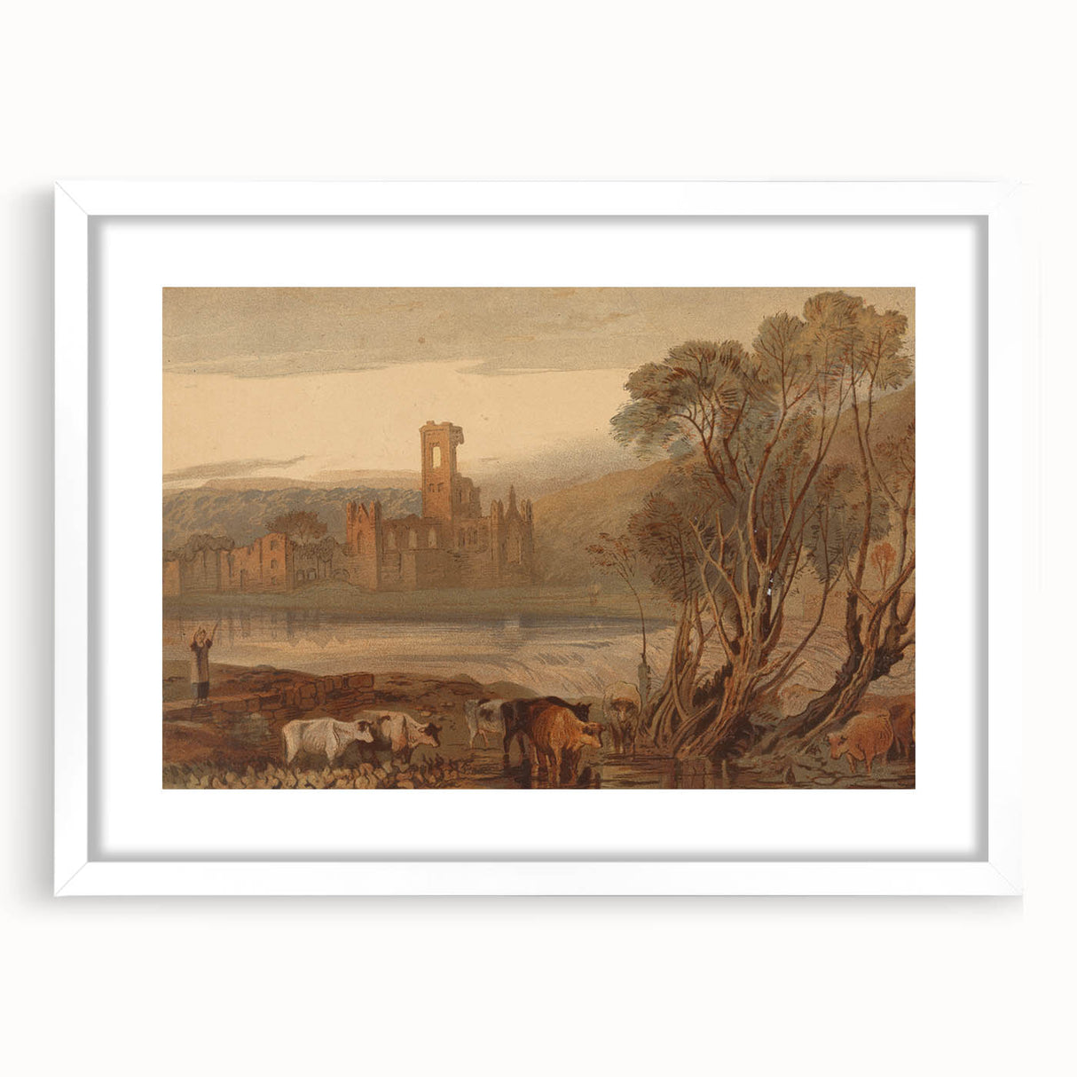 Romantic Art Prints: Kirkstall Abbey on the River Aire - Historical Wall Art