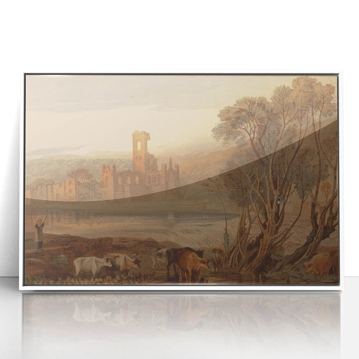 Romantic Art Prints: Kirkstall Abbey on the River Aire - Historical Wall Art