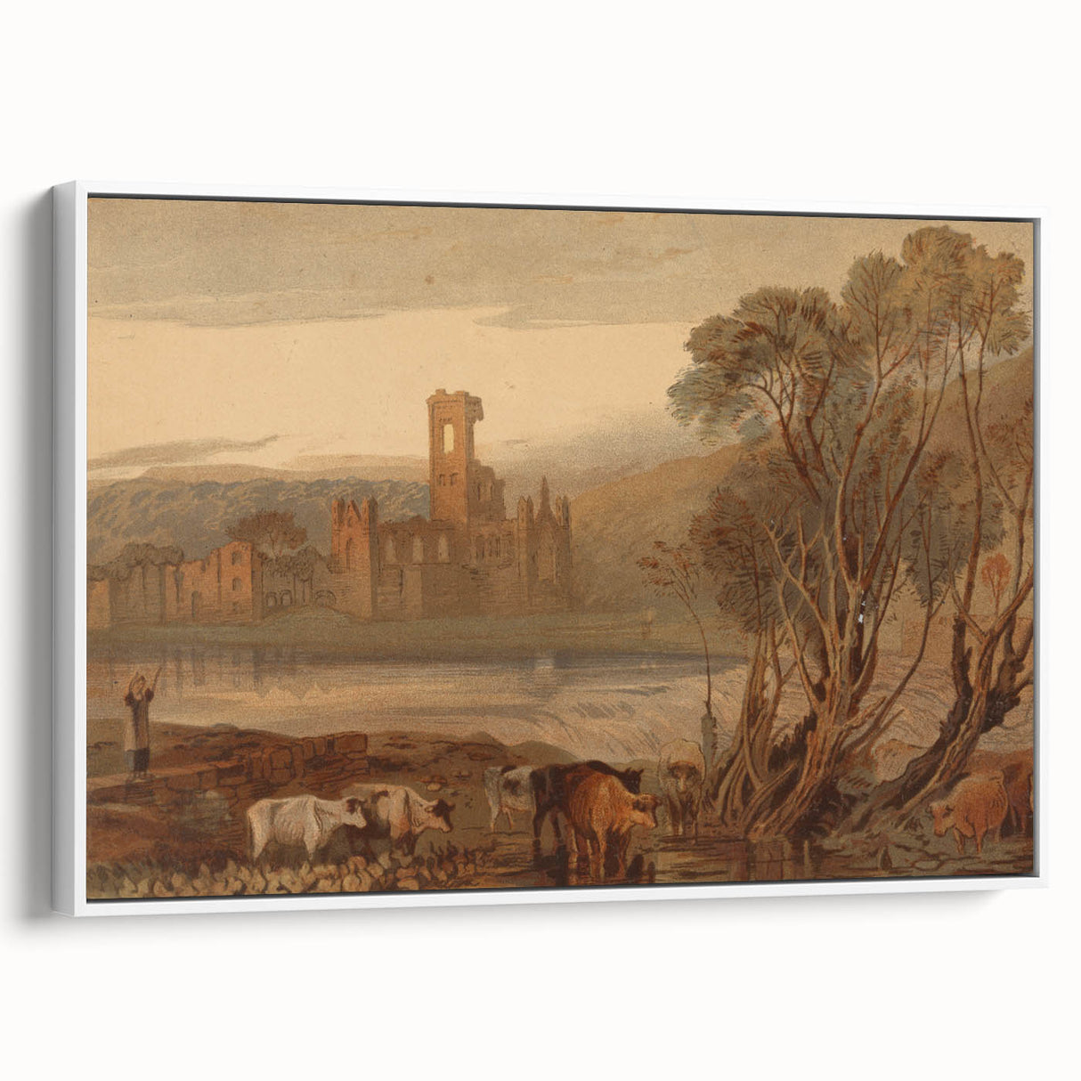 Romantic Art Prints: Kirkstall Abbey on the River Aire - Historical Wall Art