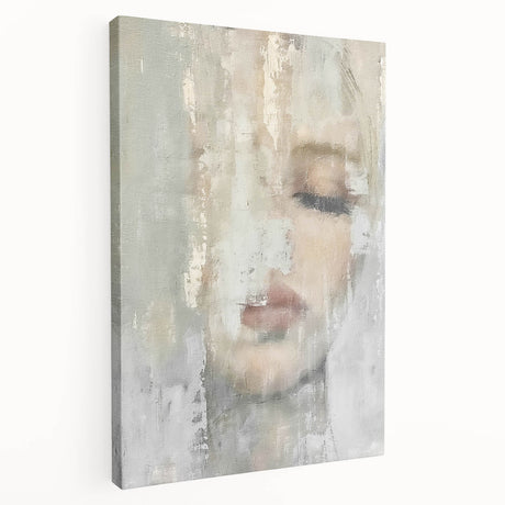 Abstract figurative wall art stretched on canvas, showcasing vibrant colors and dynamic shapes in a side view, perfect for modern home decor.