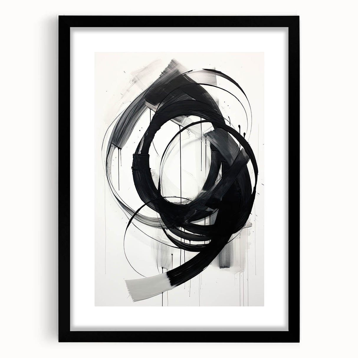 Custom Dining Room Wall Decor – Abstract Monochrome Swirl Art