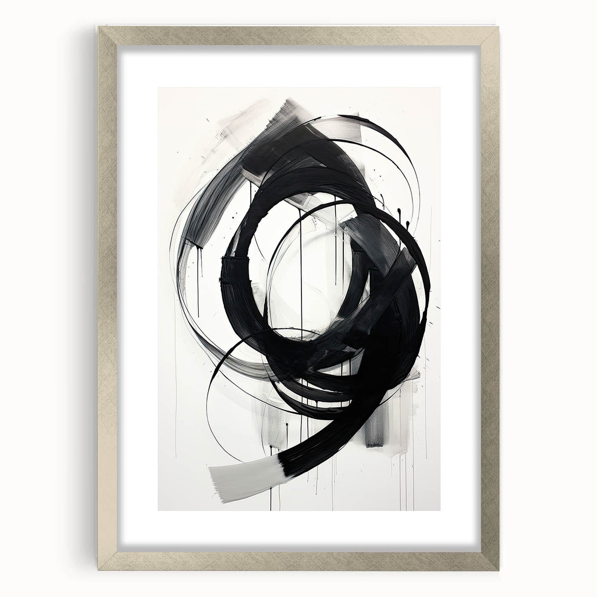 Custom Dining Room Wall Decor – Abstract Monochrome Swirl Art