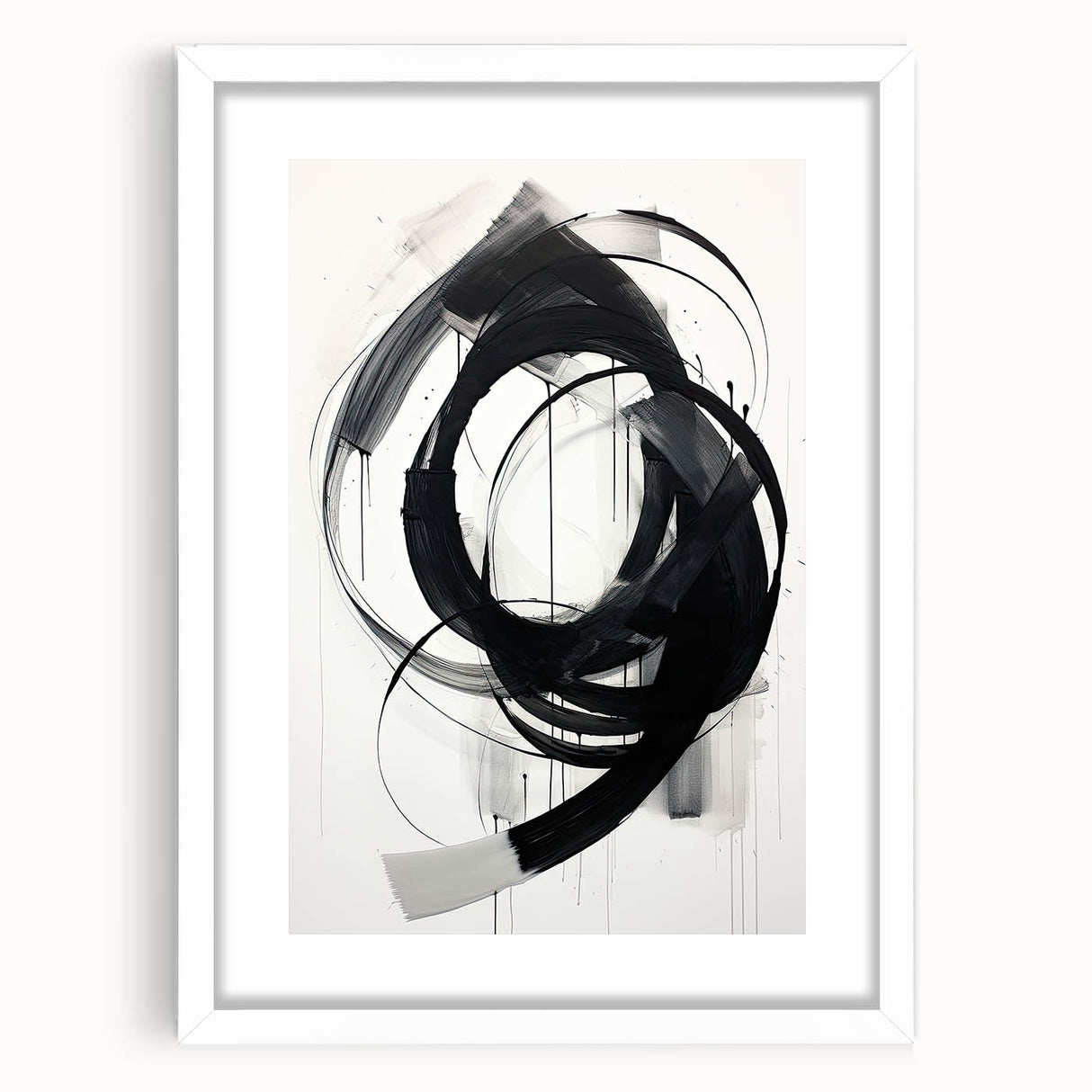 Custom Dining Room Wall Decor – Abstract Monochrome Swirl Art
