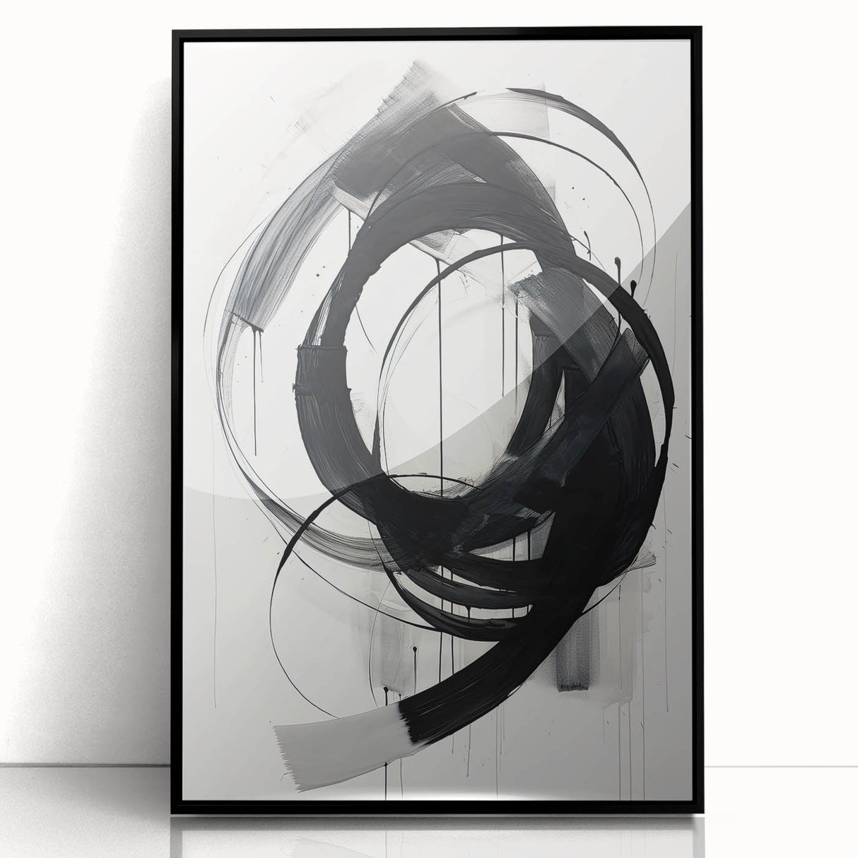 Custom Dining Room Wall Decor – Abstract Monochrome Swirl Art