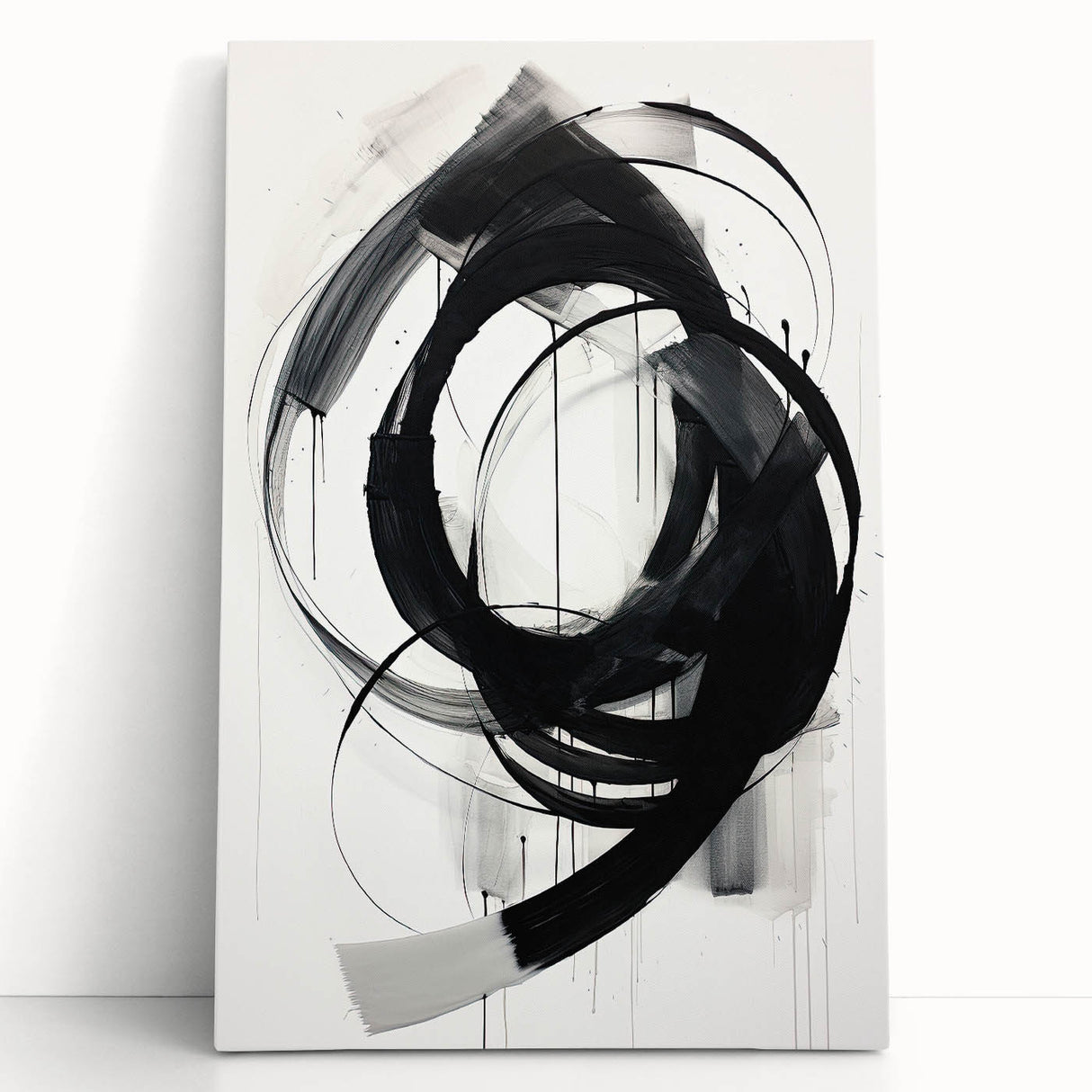 Custom Dining Room Wall Decor – Abstract Monochrome Swirl Art