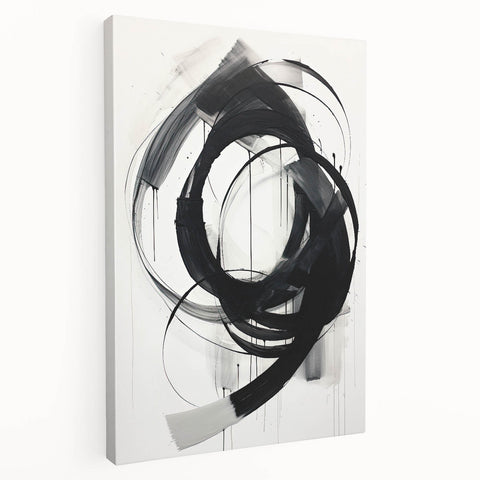 Custom Dining Room Wall Decor – Abstract Monochrome Swirl Art