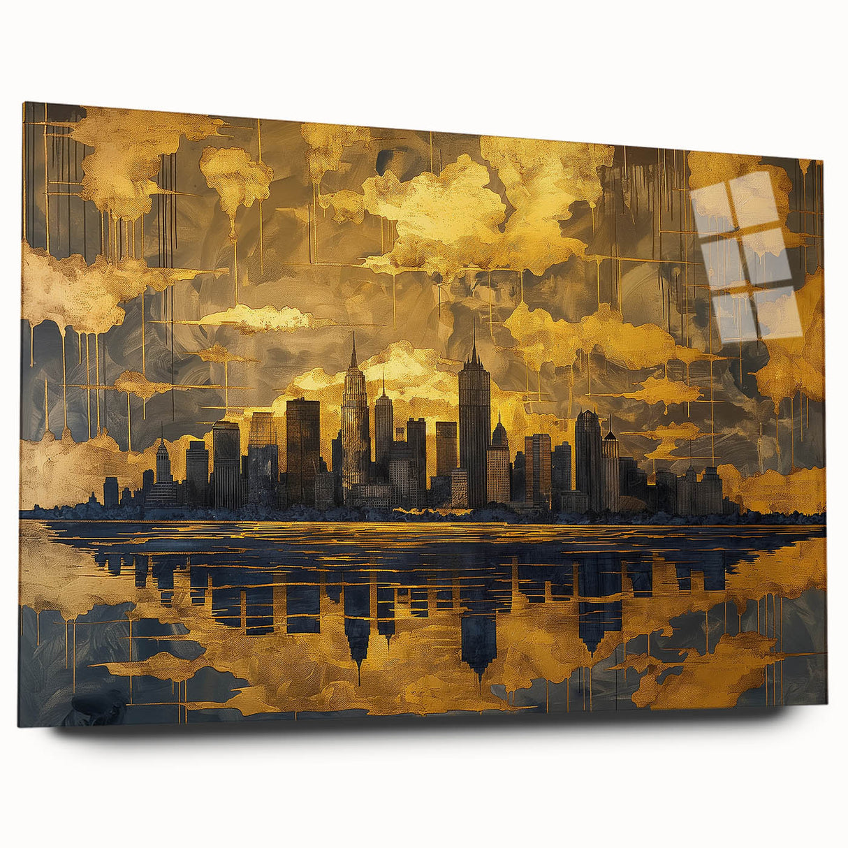 Luxury Office Wall Art – Modern Skyline Gold & Black Canvas Print