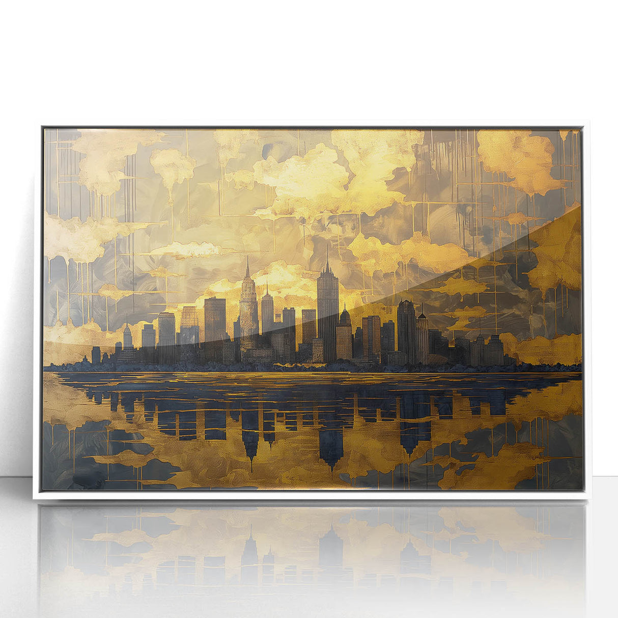Luxury Office Wall Art – Modern Skyline Gold & Black Canvas Print