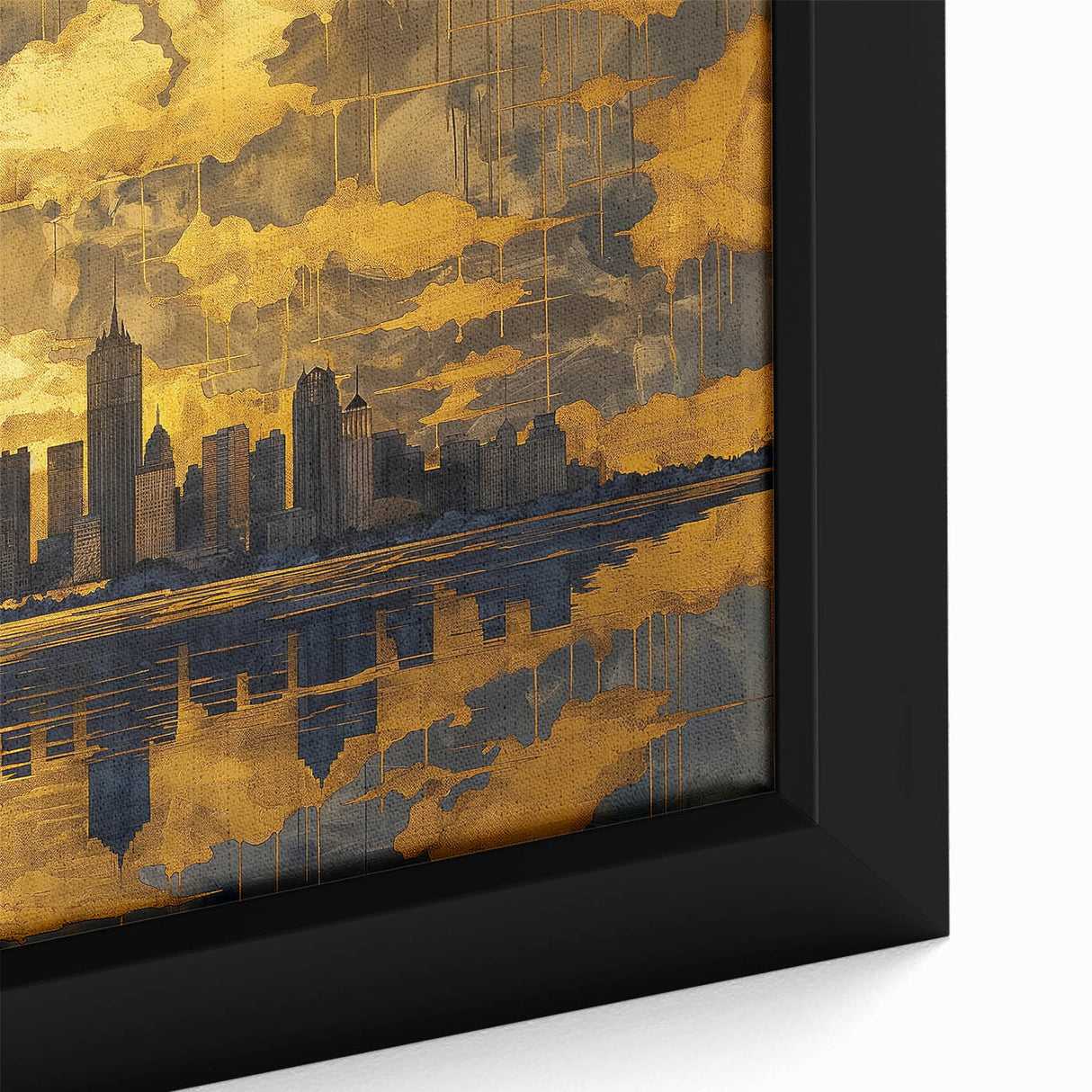 Luxury Office Wall Art – Modern Skyline Gold & Black Canvas Print