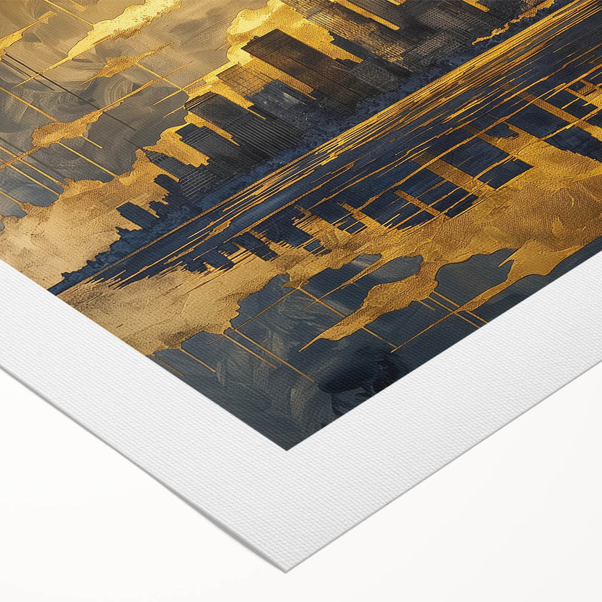 Luxury Office Wall Art – Modern Skyline Gold & Black Canvas Print
