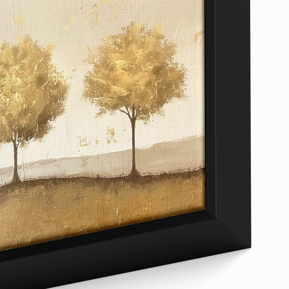 Framed abstract landscape wall art featuring vibrant colors and intricate textures, ideal for modern home decor, set against a stylish interior backdrop.