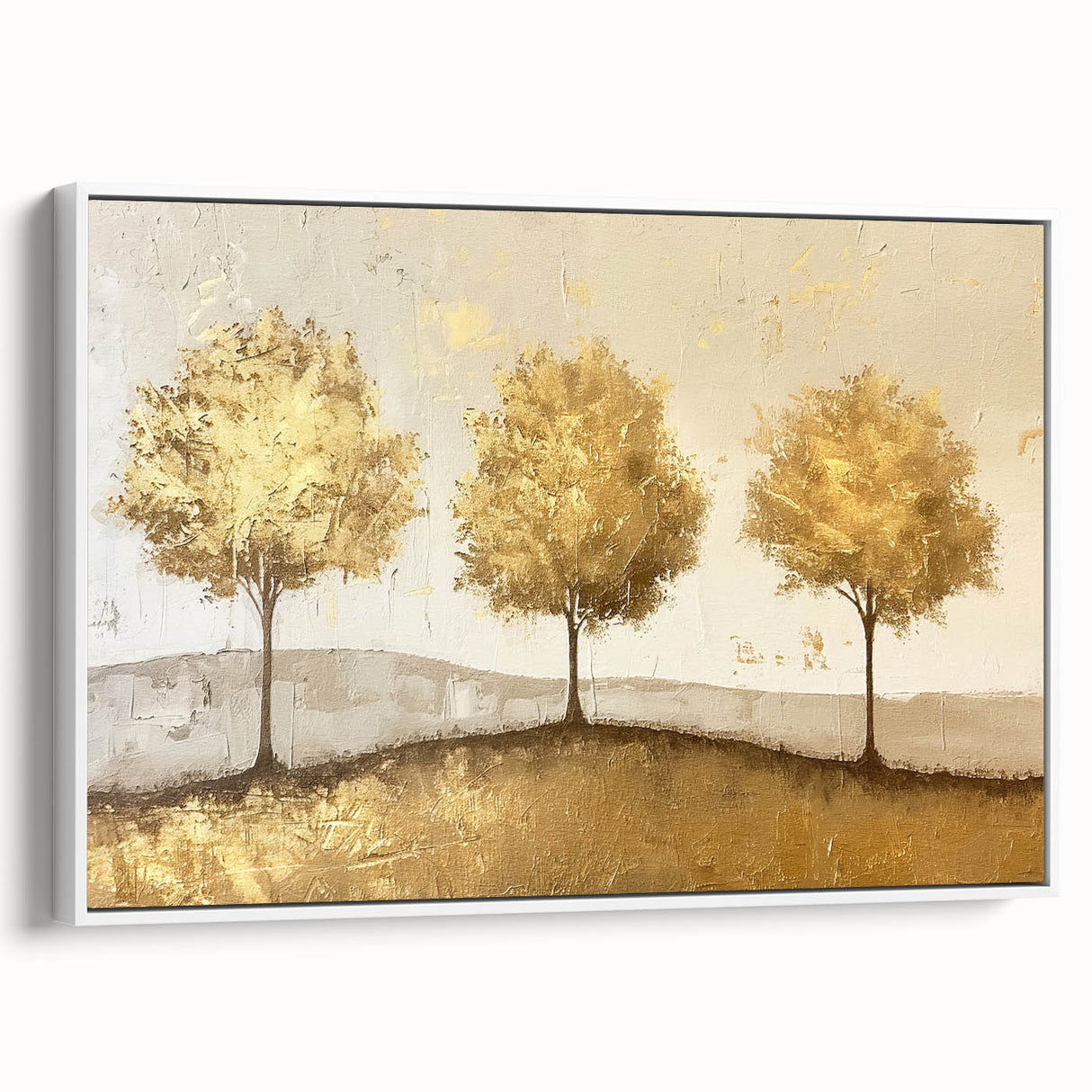 Framed abstract landscape wall art on a white canvas, showcasing soft pastel colors and fluid shapes, ideal for modern home decor and artistic interiors.