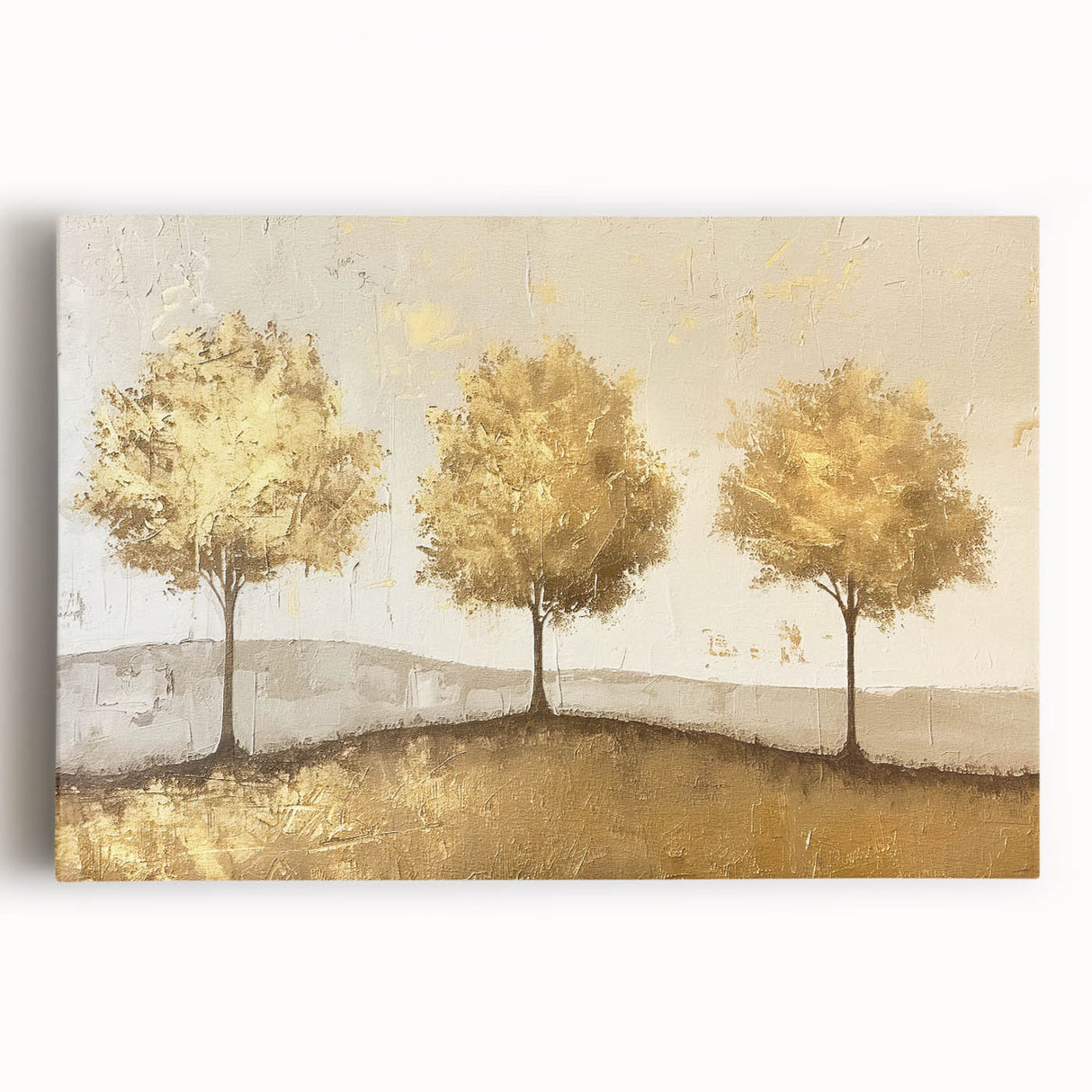 Abstract landscape wall art on stretched canvas, showcasing vibrant colors and intricate patterns, perfect for modern home decor and artistic interiors.