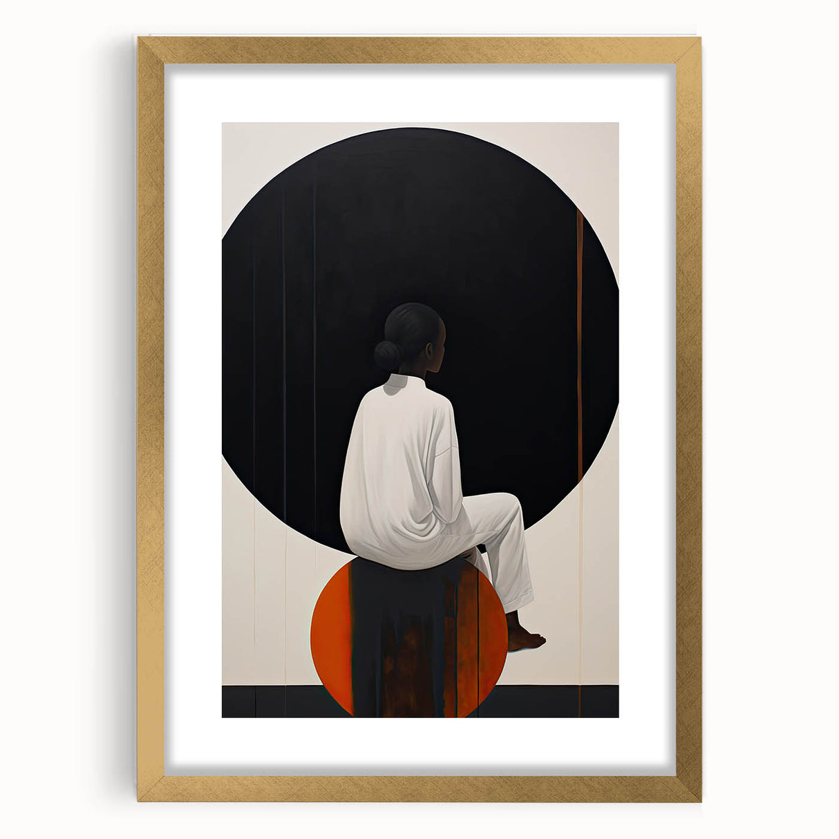 Elegant Dining Room Wall Art - Abstract Black, White & Orange Décor