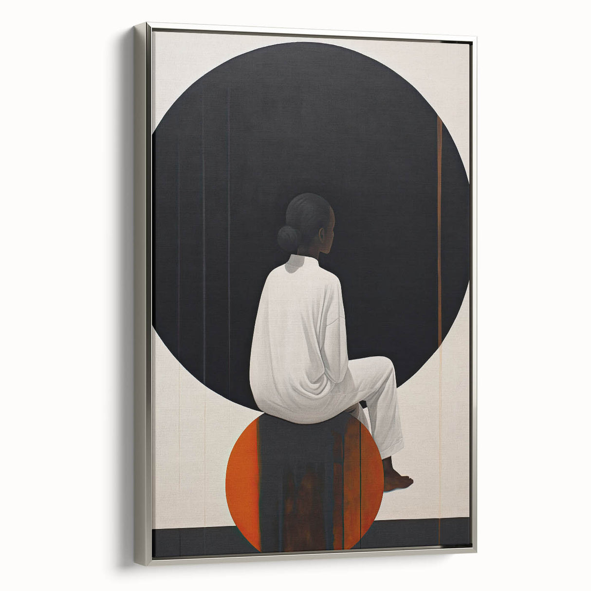 Elegant Dining Room Wall Art - Abstract Black, White & Orange Décor