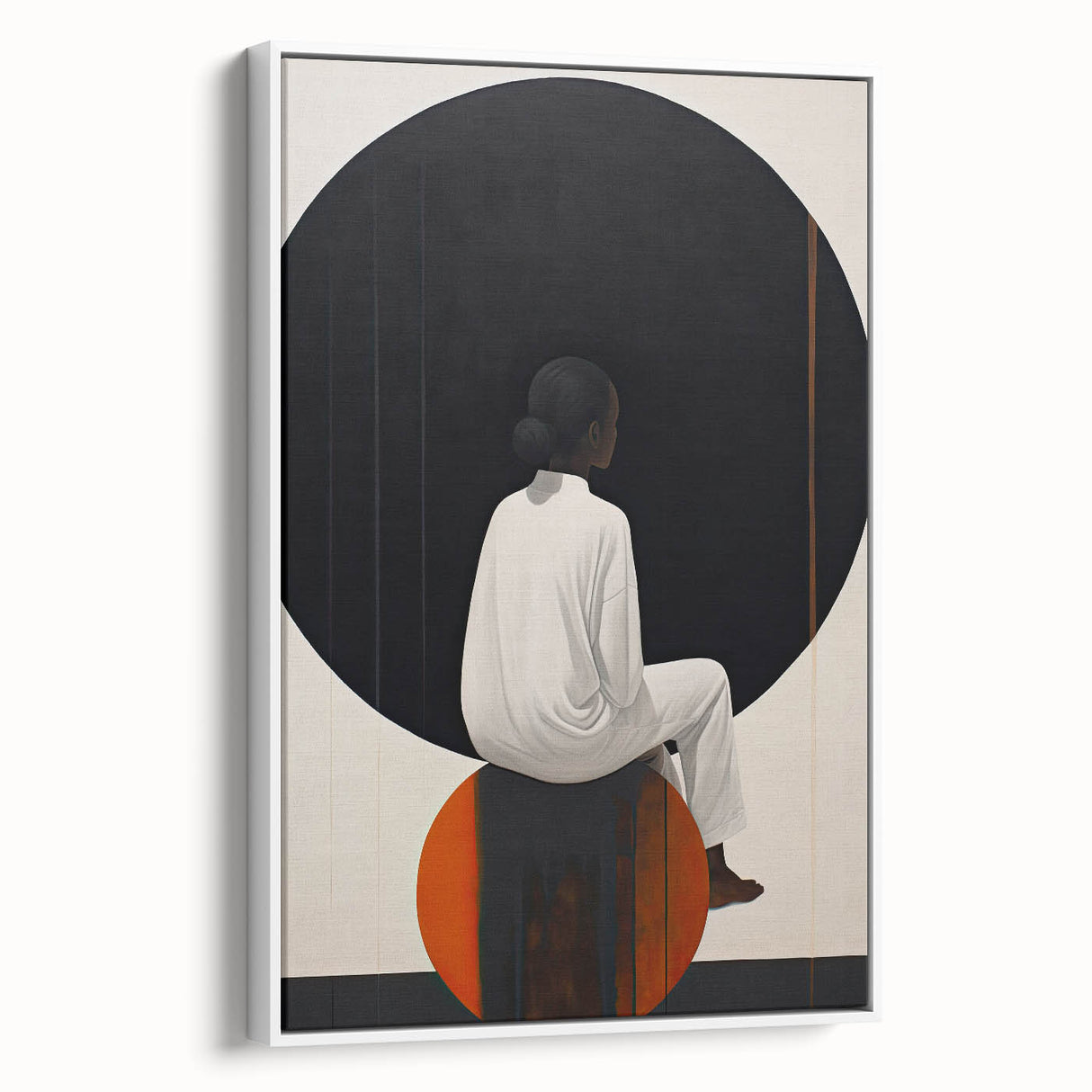 Elegant Dining Room Wall Art - Abstract Black, White & Orange Décor