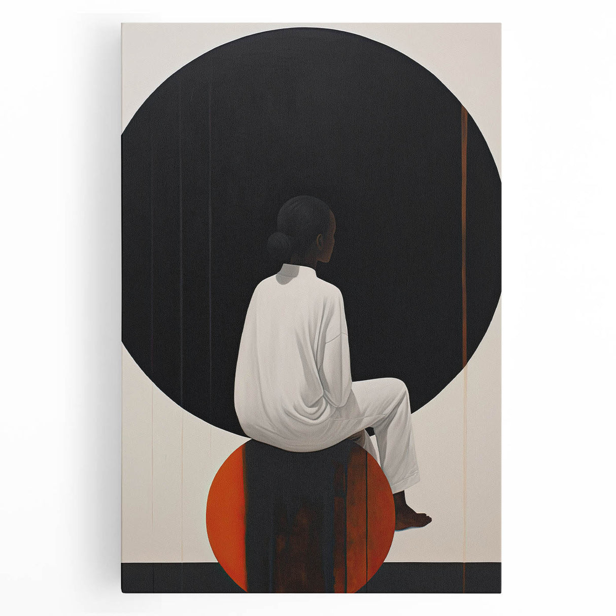 Elegant Dining Room Wall Art - Abstract Black, White & Orange Décor