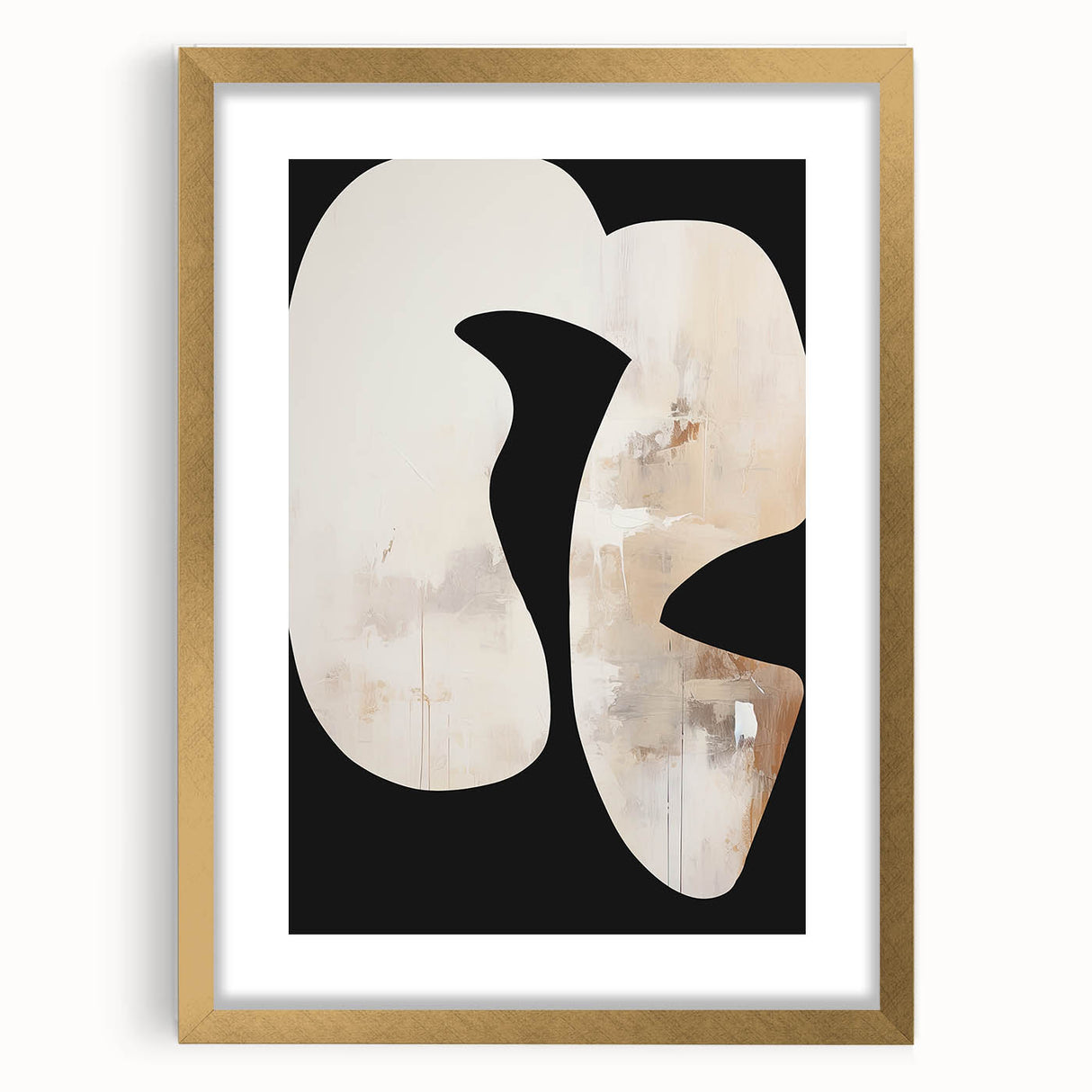 Framed Dining Room Prints - Modern Black, White & Beige Abstract