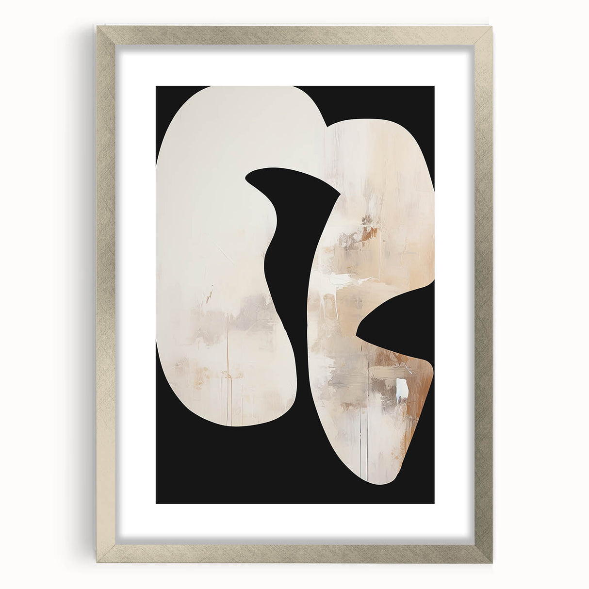 Framed Dining Room Prints - Modern Black, White & Beige Abstract
