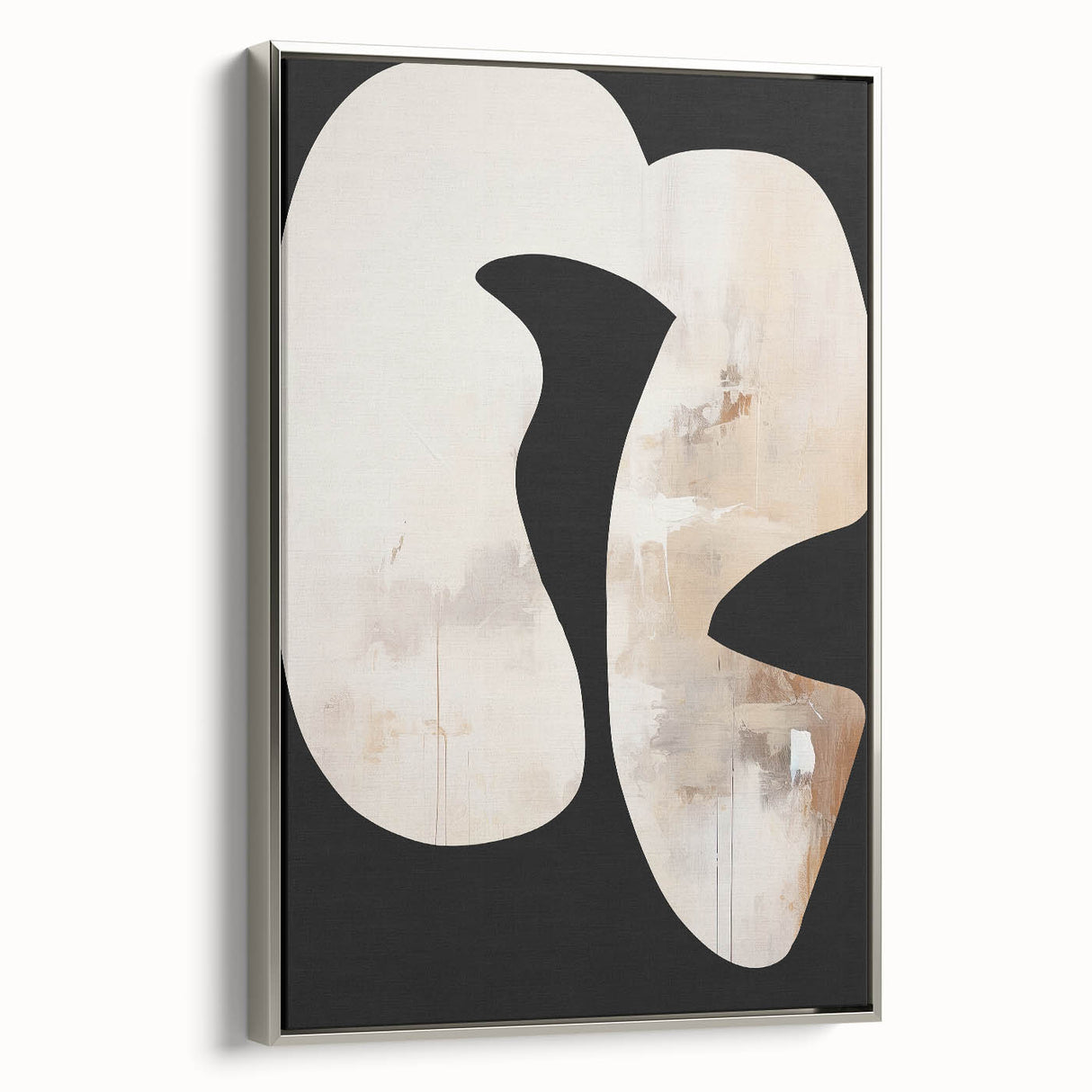 Framed Dining Room Prints - Modern Black, White & Beige Abstract