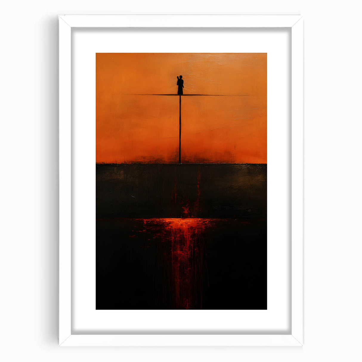 Abstract wall art featuring colorful strokes in a contemporary design, framed with a white mat, perfect for modern home decor. Ideal for living rooms or offices.