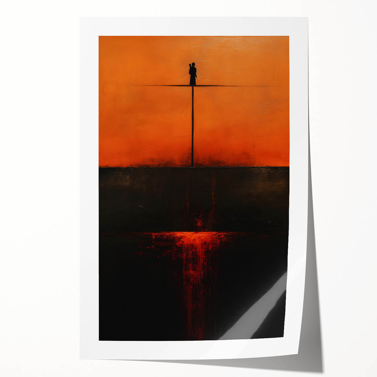 Abstract wall art print featuring vibrant strokes in shades of blue, pink, and gold, rolled for easy shipping, showcasing modern artistic flair for home decor.