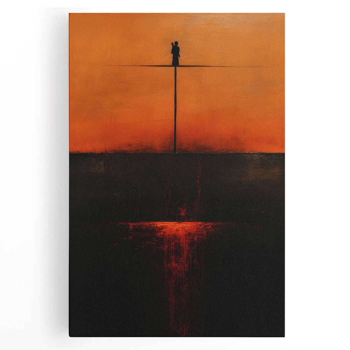 Abstract strokes wall art on stretched canvas, showcasing vibrant blues and golds, perfect for contemporary home decor. Ideal for adding a modern touch to any room.