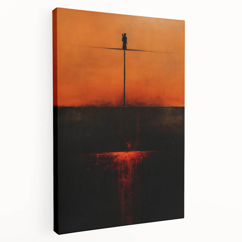 Abstract strokes wall art on stretched canvas showcasing vibrant colors and dynamic patterns, ideal for modern home decor. Side view highlights the canvas depth and texture. Perfect for adding a contemporary artistic touch to any room.