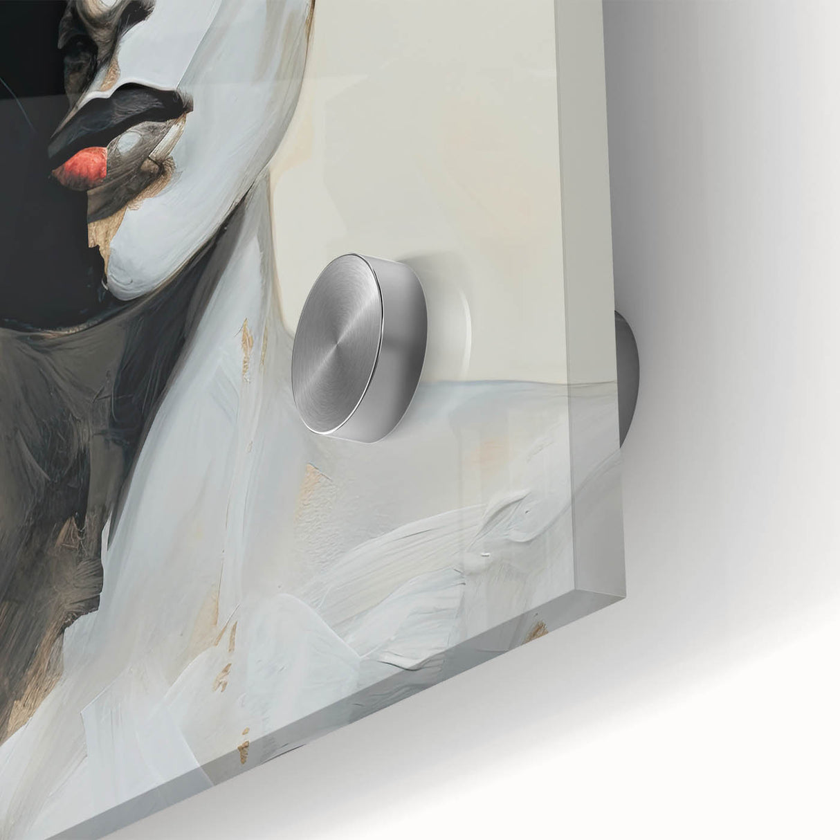 Acrylic Dining Room Artwork - Black, White & Beige Modern Portrait