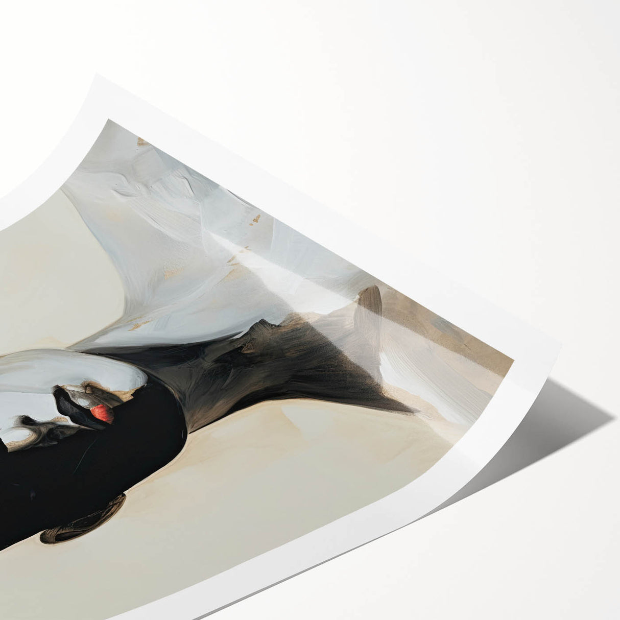 Acrylic Dining Room Artwork - Black, White & Beige Modern Portrait