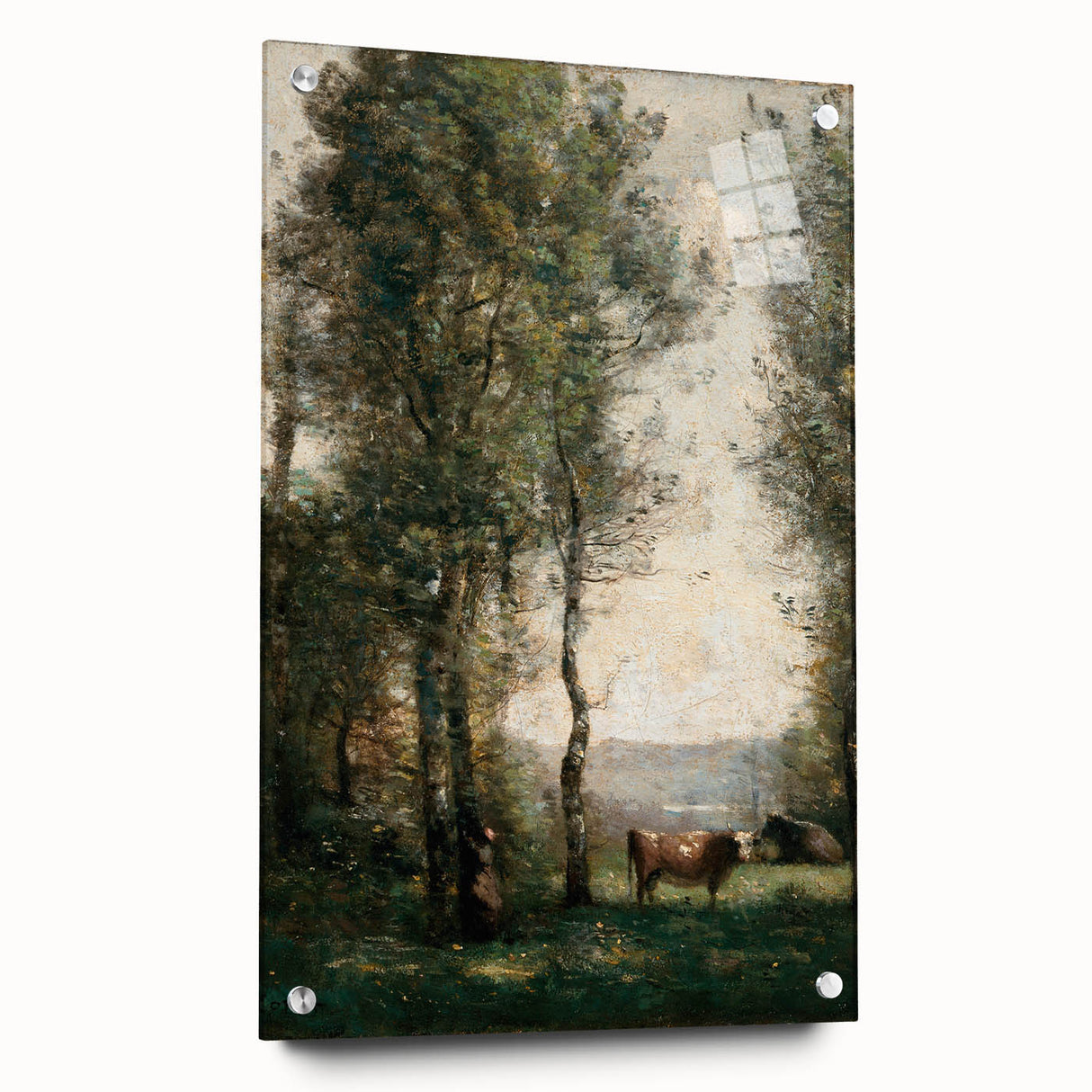 Wooded Landscape with Cows by Jean-Baptiste Corot - Classic Art Print
