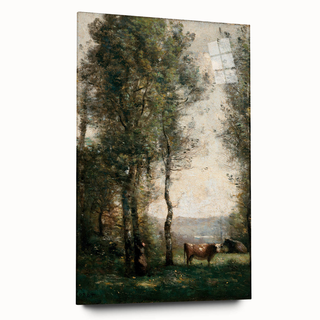 Wooded Landscape with Cows by Jean-Baptiste Corot - Classic Art Print